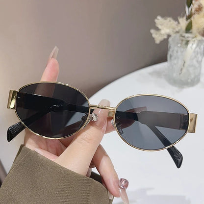 Trendy Oval Sunglasses for Women 2025 Deluxe Metal Frame Timeless Vintage Round Shades Unisex