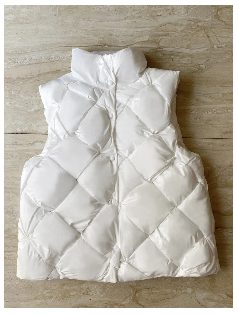 Women Insulating Puffer Vest - Boxy Quilt Polyfill Winter