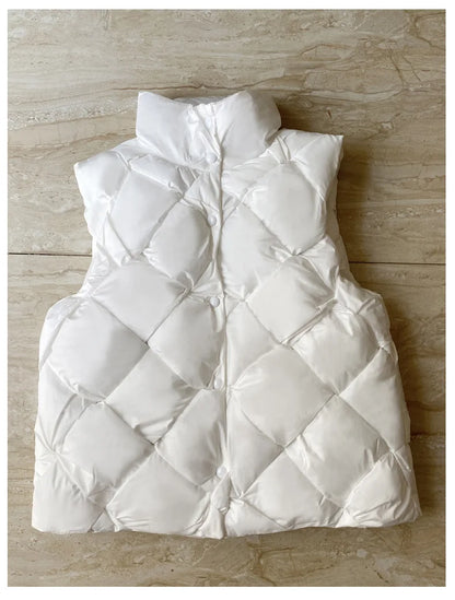 Women Insulating Puffer Vest - Boxy Quilt Polyfill Winter