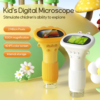 Hand-Held 1000X Mini Microscope for Kids - Outdoor STEM Science Toy, 2.0 Inch Pocket Lab Device