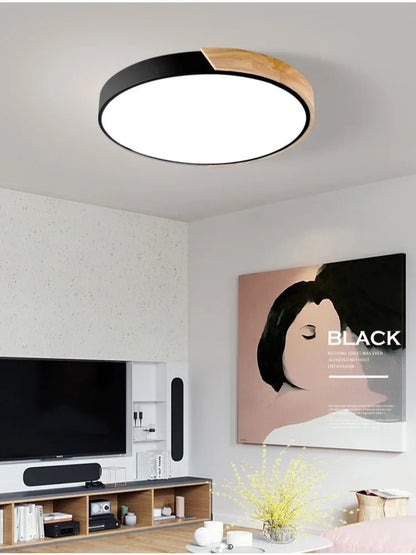 Japandi Led Ceiling Light Scandinavian Wood Contemporary Plush Glow Diffuser