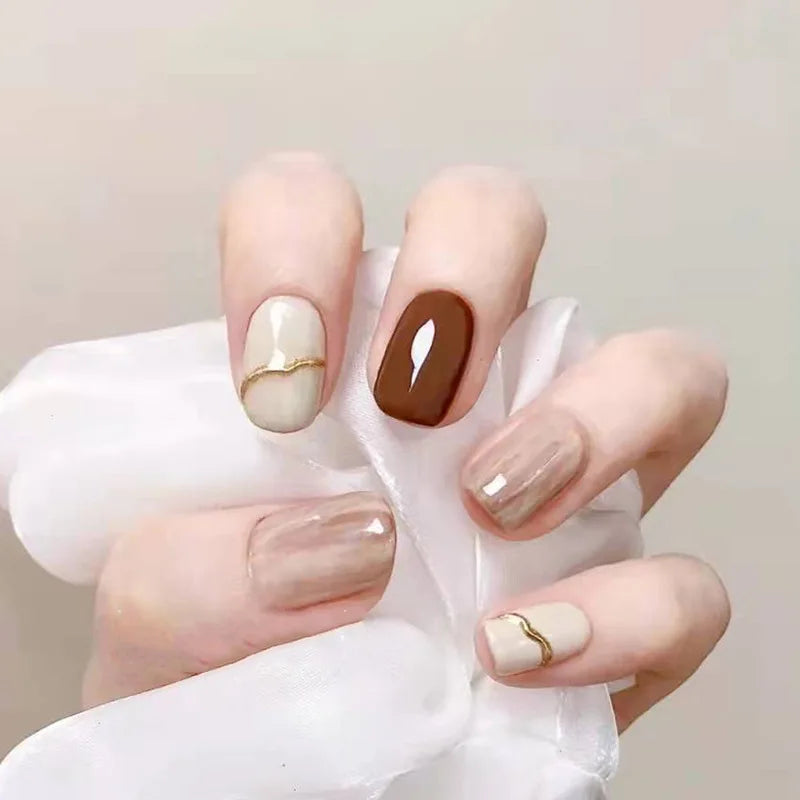 Press On Nails Short Square White Minimalist False Nail Tips Kit Spring 2026 Reusable