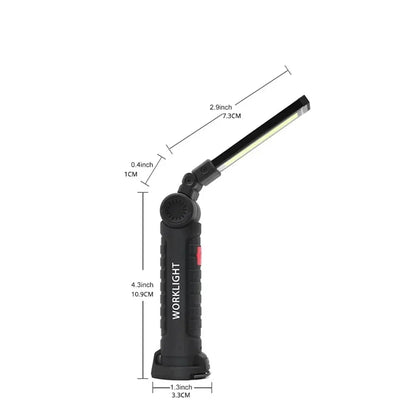 Battery-Powered Camping LED Flashlight Work Light - IP64 Water-Resistant, 5 Modes, Magnet & Hook for Night Work