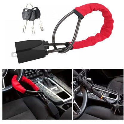 3-Key Anti-Theft Security Device 2026 – Universal Car Steering Wheel Lock with Seatbelt Buckle