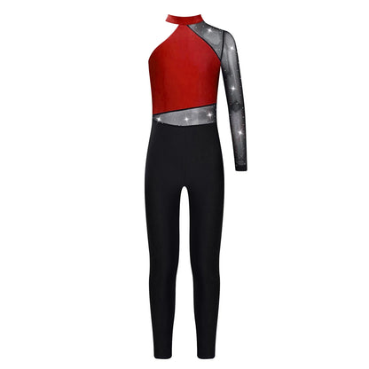 Long Sleeve, Snakeskin, Polyester, Nylon, Elastane, For Ballet, Rhythmic Gymnastics – Stretchy Girls Unitard