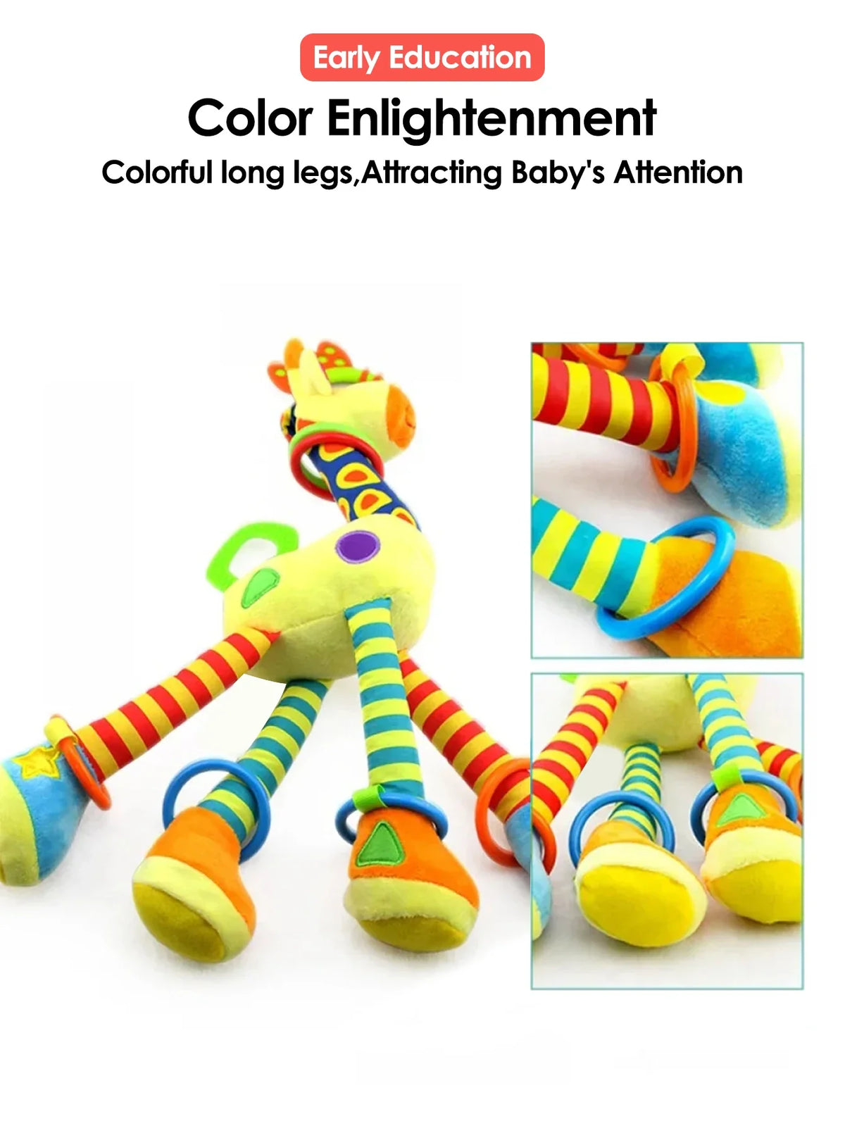 Plush Giraffe Baby Rattle Hanging Plush Newborn Sensory Toys