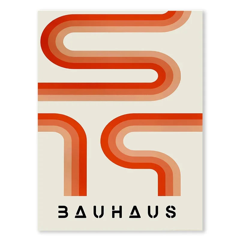 Abstract Blue Bauhaus Canvas Wall Art Contemporary Bedroom