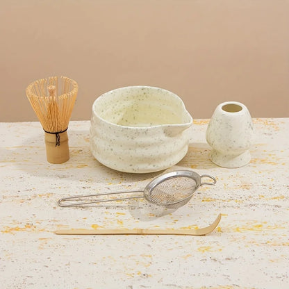 Matcha Kit Spotted Green Ceramic 5Pc Japanese Tea Gift