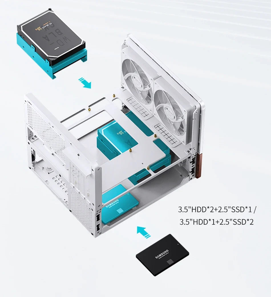 Mini ITX MicroATX PC Case Sea View Glass Travel-Friendly Gaming