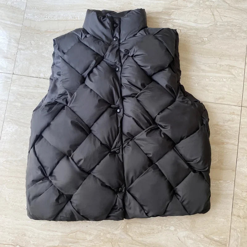 Women Insulating Puffer Vest - Boxy Quilt Polyfill Winter