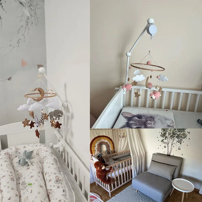 Crib Wooden Mobile Bracket Newborn Sensory Toys Soothing