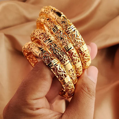Color Gold Bangle Openwork Wedding Bracelet Dubai Style