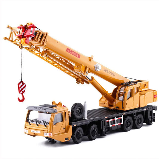 Alloy Scale Diecast Engineering Crane Toy - 360° Rotating, Four-Wheel Steering Model for Kids