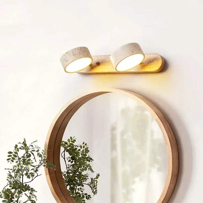 Wabi Japandi Sabi Round LED Wall Light With Mirror Bathroom