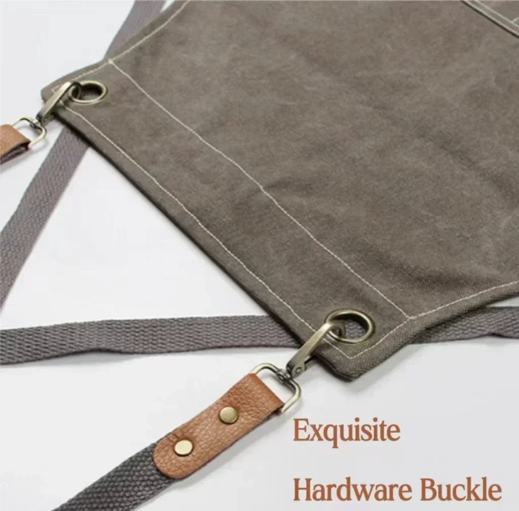 Canvas Apron Flexible Crossback Work Apron For Kitchen Chef Restaurant Cafe Fall 2025 Sturdy Pockets