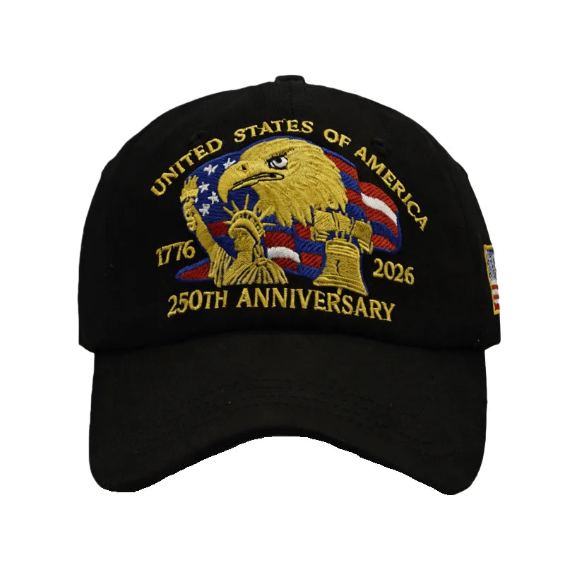 unisex Breathable baseball cap - curved-brim durable 250th-anniversary embroidery, polyester, outdoor wear