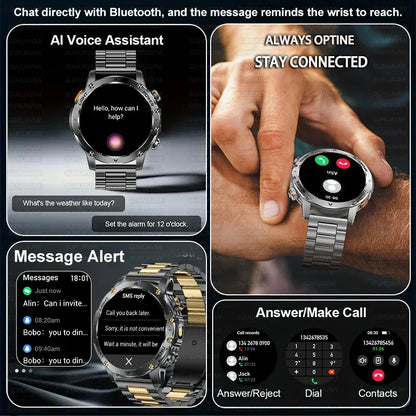 Smart Watch Military Grade Outdoor Fitness Tracker 10ATM Water-Resistant 100 Plus Sports Modes Fall 2025 Gift