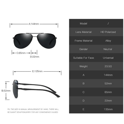 Men's Aviator Sunglasses Metal Frame Mirror Lens Driving Glasses