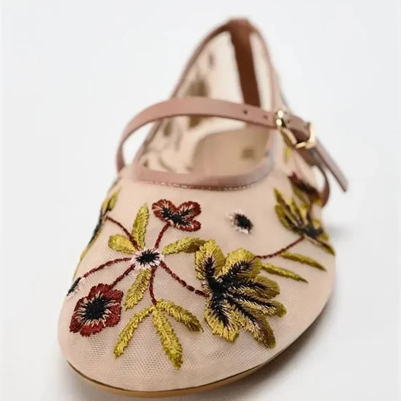 Womens Breathable Ballet Flats - Mary Jane, Mesh, Summer