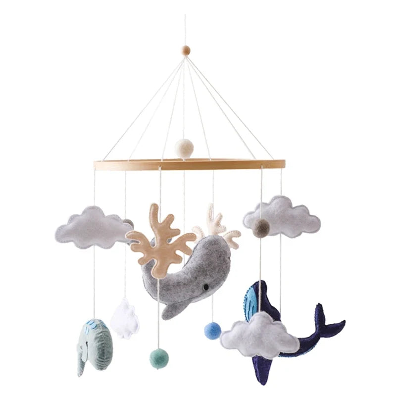 Crib Wooden Mobile Felt Bear Musical Newborn Sensory Toys