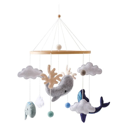 Crib Wooden Mobile Felt Bear Musical Newborn Sensory Toys
