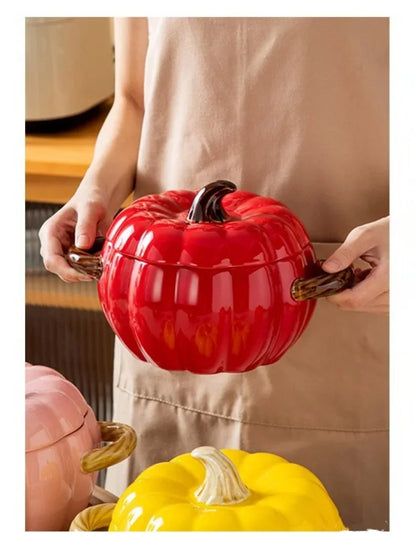 Soup Pumpkin Pot 1.4L Ceramic Bowl With Lid Halloween