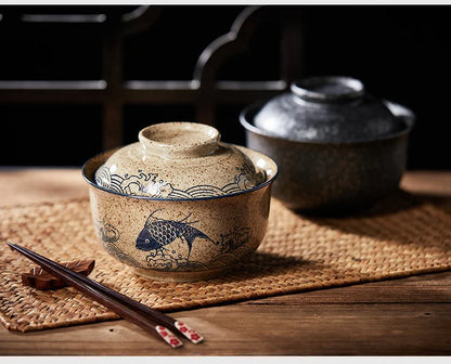 Bowl Ramen Large Ceramic With Lid Retro Fall 2025 Tableware