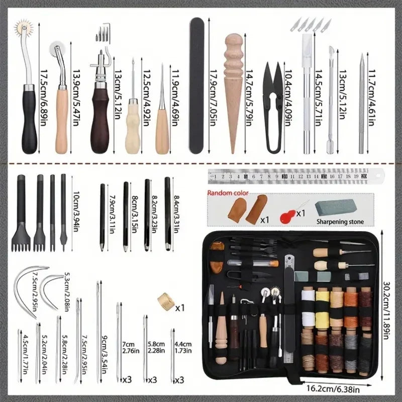 Leather Sewing Kit All In One Leather Craft Device Kit With Awl Needles And Thread DIY Gift Idea