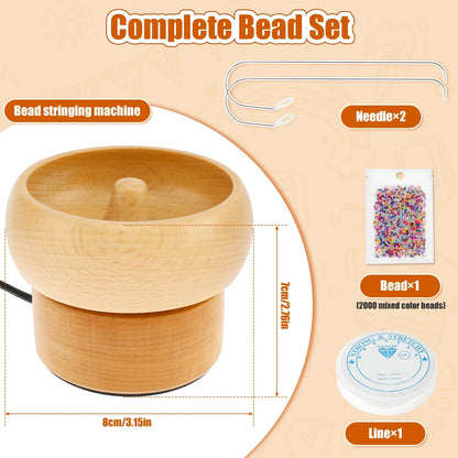 Bead Stringing Machine Motor-Driven Wooden Spinner Craft Device Back To School 2025 Fast Bracelet Necklace Maker