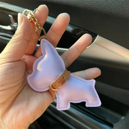 Dog Leather Keychain Car Charm Bag Hanging Accessory