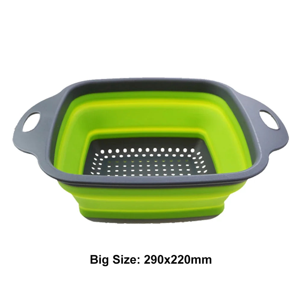 Silicone2026 Edition Folding Drain Basket 2-In-1 Collapsible Colander For Fruits And Vegetables Space-Saving Kitchen Device Fall