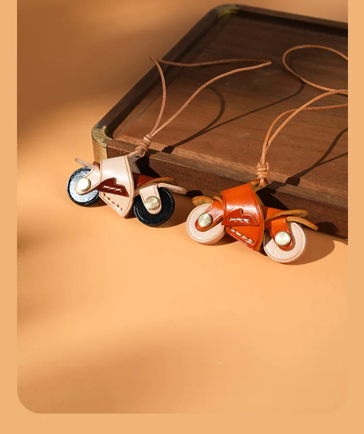 Motorcycle Leather Keychain Mini Bag Pendant Vintage