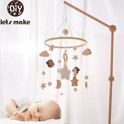 Wooden Baby Mobile Organic Wood Newborn Crib Mobile 0-12 Months Nursery Decor Newborn Gift 2025 Soothing Music