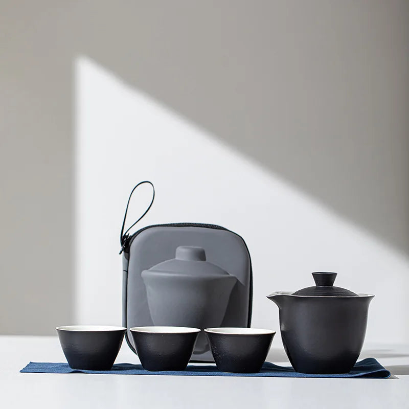 Travel-Friendly Ceramic Travel Tea Kit With Case Gift Kit