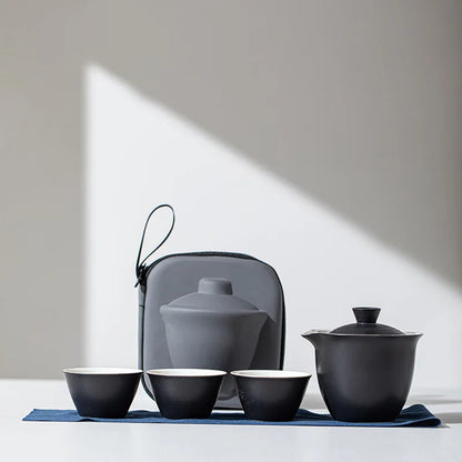 Travel-Friendly Ceramic Travel Tea Kit With Case Gift Kit
