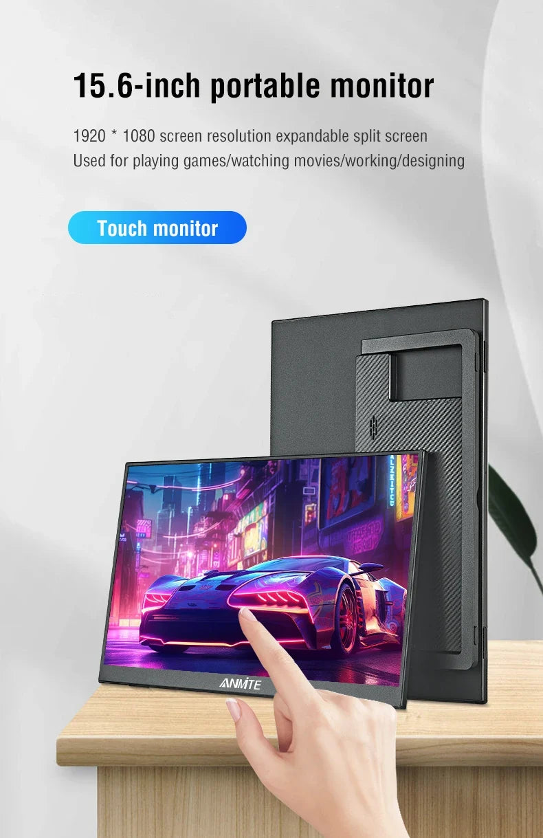 Travel-Friendly 15.6 Inch Touch Monitor 1080p HDR Gaming On The Go