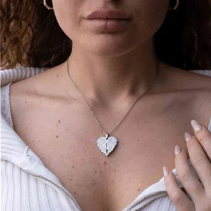 angel wings, zircon stone, metal chain, gift idea – Timeless couples' heart pendant necklace
