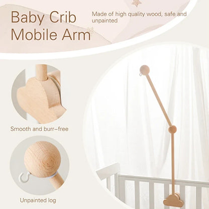 Crib Wooden Mobile Bracket Newborn Sensory Toys Soothing