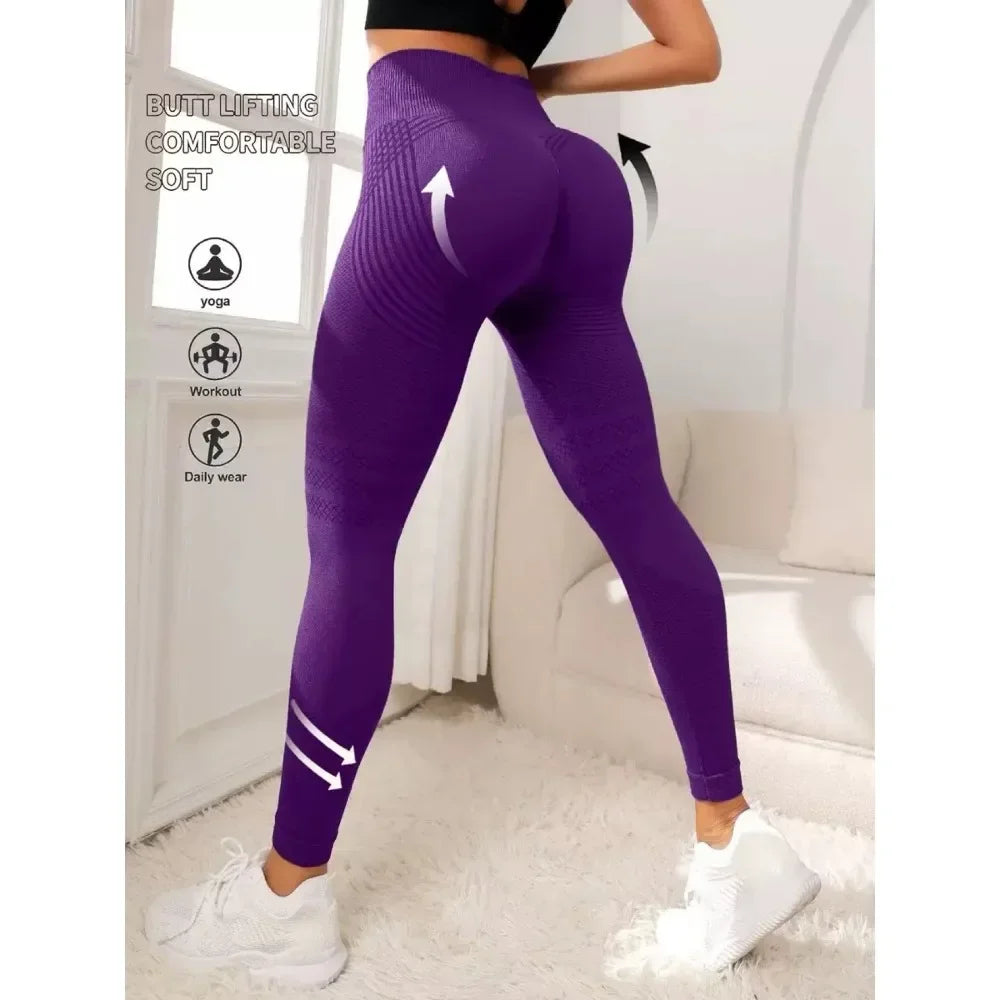 seamless, butt-lifting, for gym & yoga – Compressive high-waist women's 3D leggings