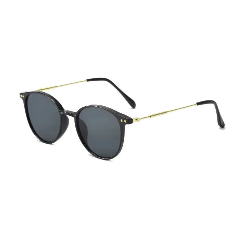 Compact Round Cat Eye Sunglasses Kit for Women and Men - Vintage Skinny Eyewear, 2 Pairs