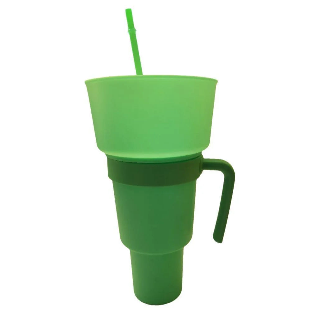 Snack2025 Edition Cup 2 In 1 Snack Bowl Tumbler Splash Proof Leakproof Popcorn Stadium Cup Movie Night Fall