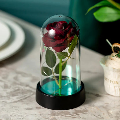 Rose LED Glass Cover Ornament - Romantic Valentine's Day Gift and Wedding Decor