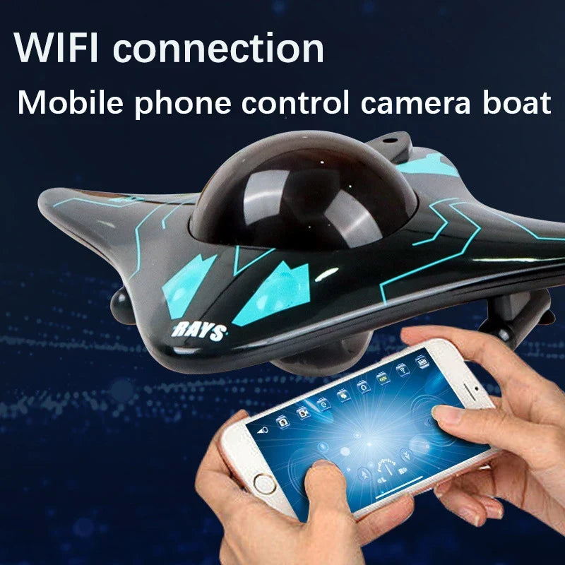 WiFi Mini RC Speedboat with Underwater Camera - Real-Time Transmission, 15m Range, Great for Kids' Christmas Gifts