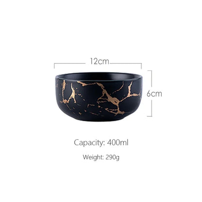 Marble Ceramic Bowl Kit Scandinavian Tableware Minimalist