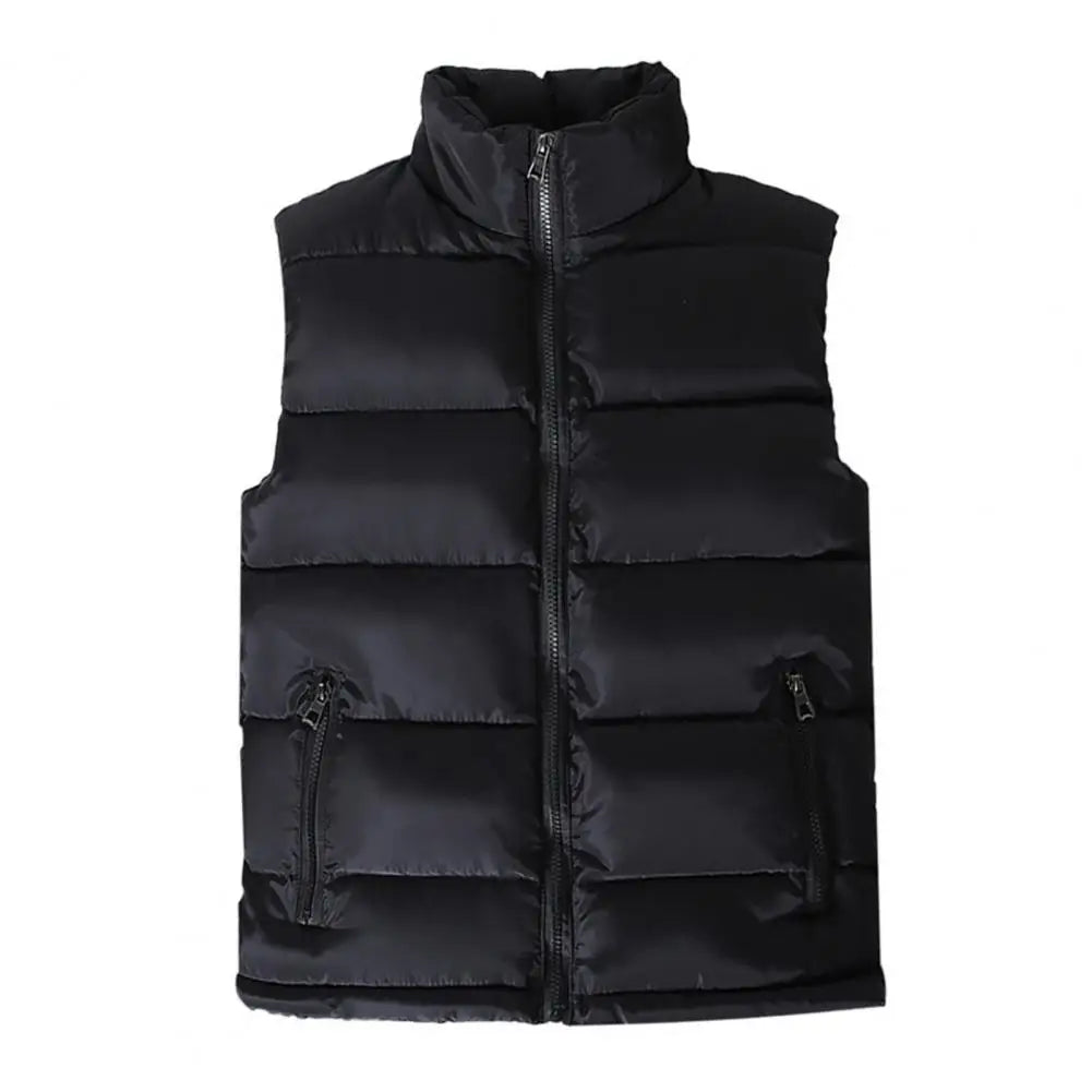 Light Men's Puffer Vest - Slim Stand Collar, Quilted