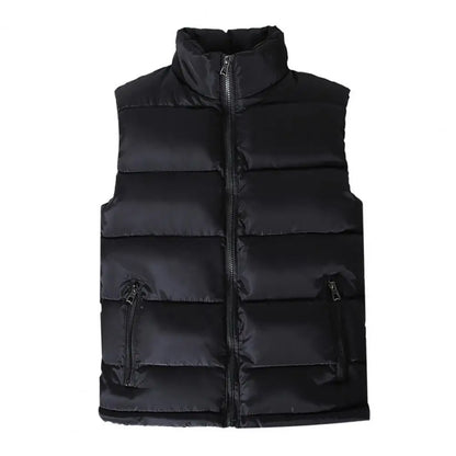 Light Men's Puffer Vest - Slim Stand Collar, Quilted