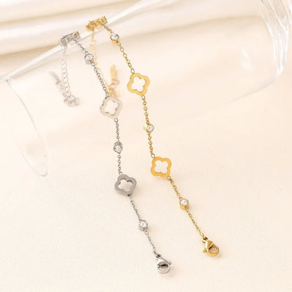Clover Flower Stainless Steel Bracelet Kit Gold Gift