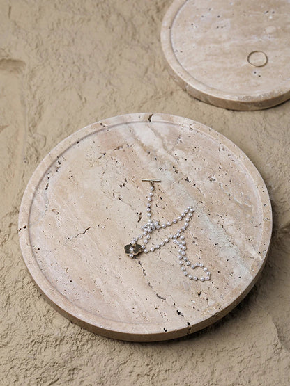 Tray Vanity Travertine Stone Minimalist Marble Style Tray Beige Organizer Fall 2025 Coffee Table Decor Gift
