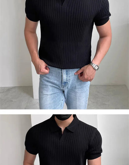 Fast-dry men's golf polo shirt - slim fit short sleeve, polyester, for sports and casual wear
