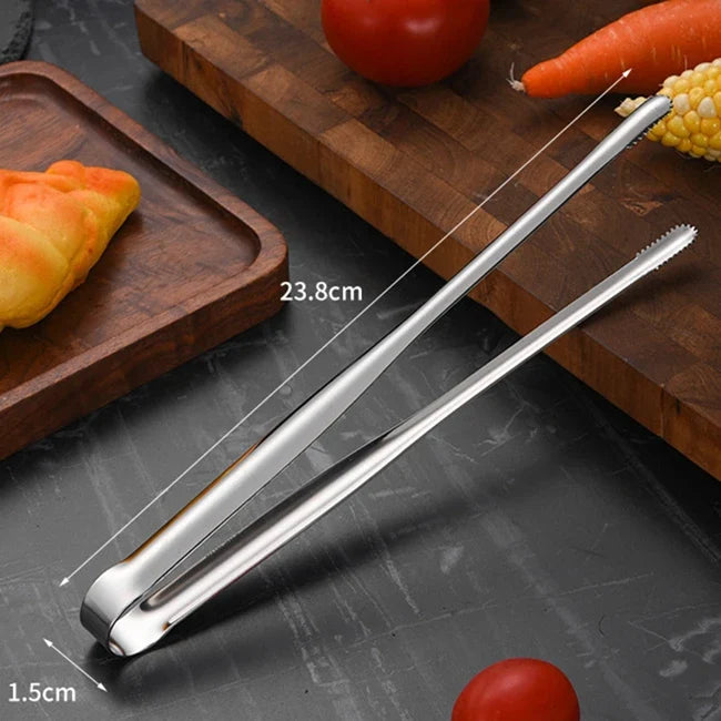 Kitchen & Outdoor 2026 – Stainless Steel BBQ Tongs Anti-Slip Heat Resistant Grill Food Clip